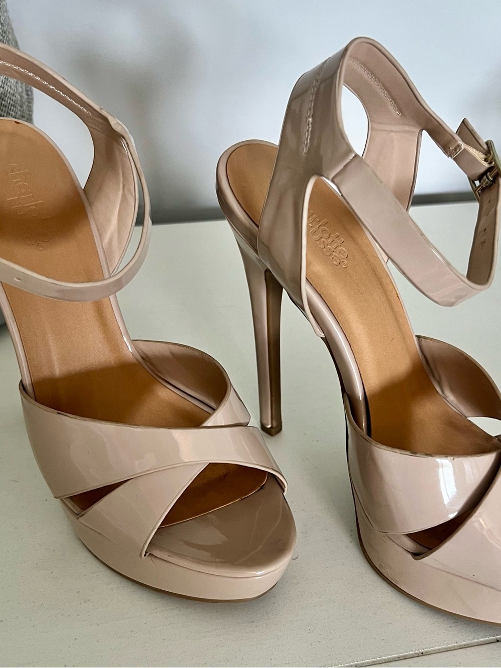 Charlotte Russe Nude Patent Platform High Heels
